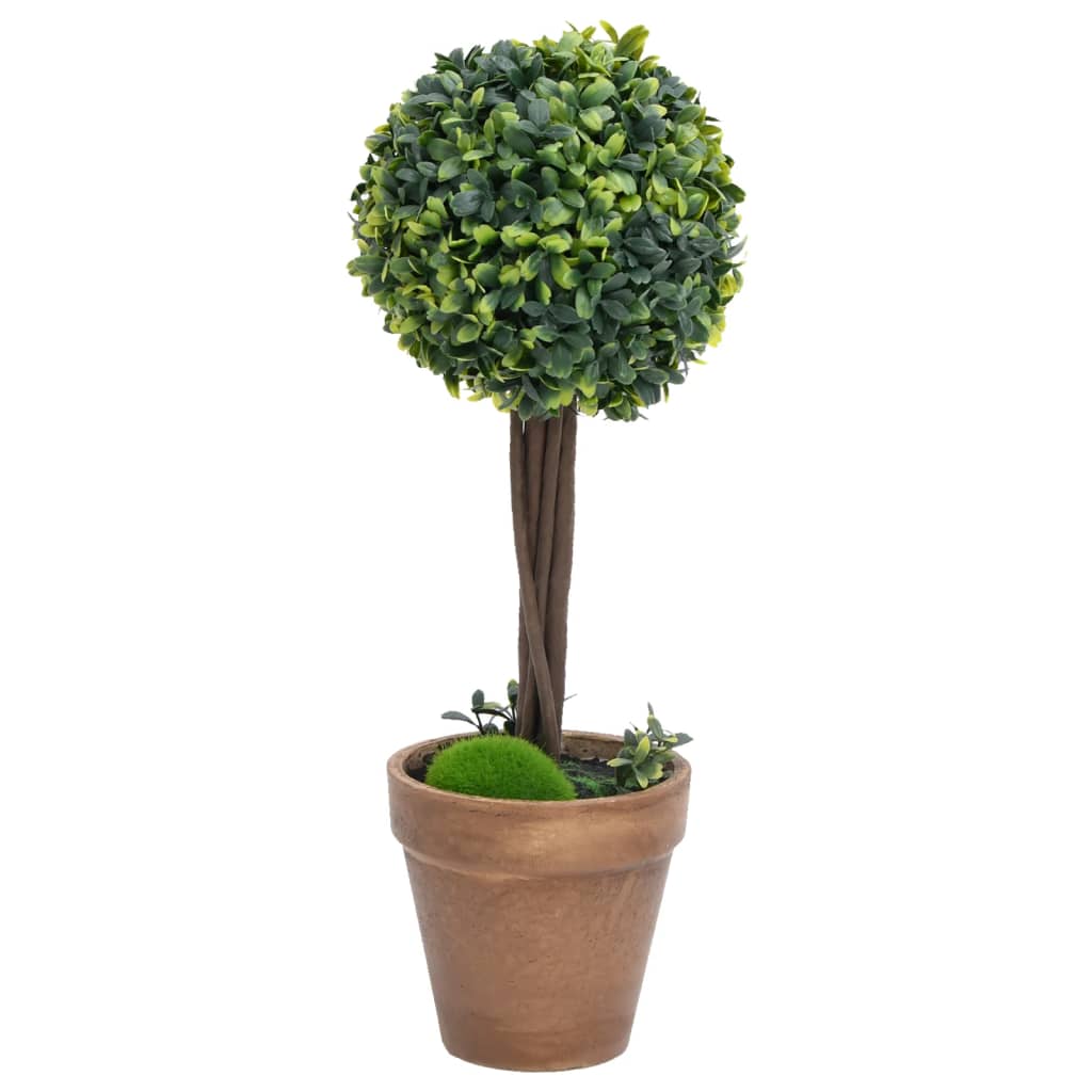 vidaXL Kule ze sztucznego bukszpanu w doniczce, 2 szt., zielone, 33 cm
