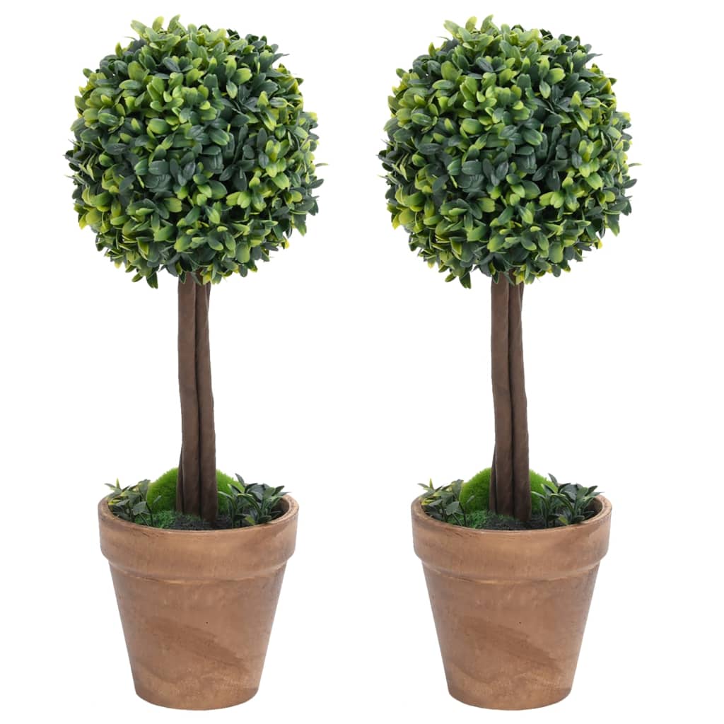 vidaXL Kule ze sztucznego bukszpanu w doniczce, 2 szt., zielone, 41 cm