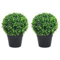 vidaXL Kule ze sztucznego bukszpanu w doniczce, 2 szt., zielone, 37 cm