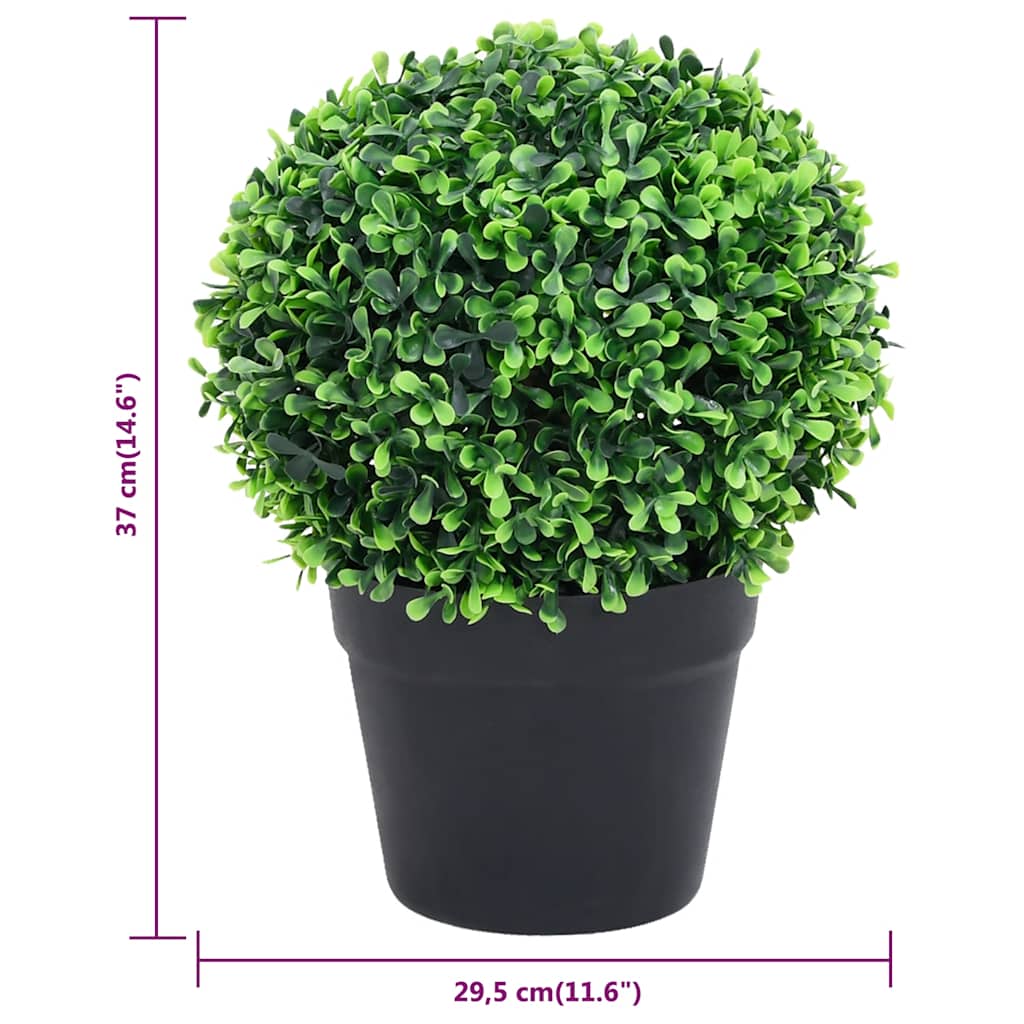 vidaXL Kule ze sztucznego bukszpanu w doniczce, 2 szt., zielone, 37 cm