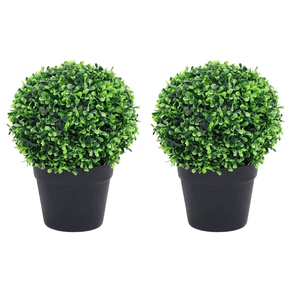 vidaXL Kule ze sztucznego bukszpanu w doniczce, 2 szt., zielone, 32 cm