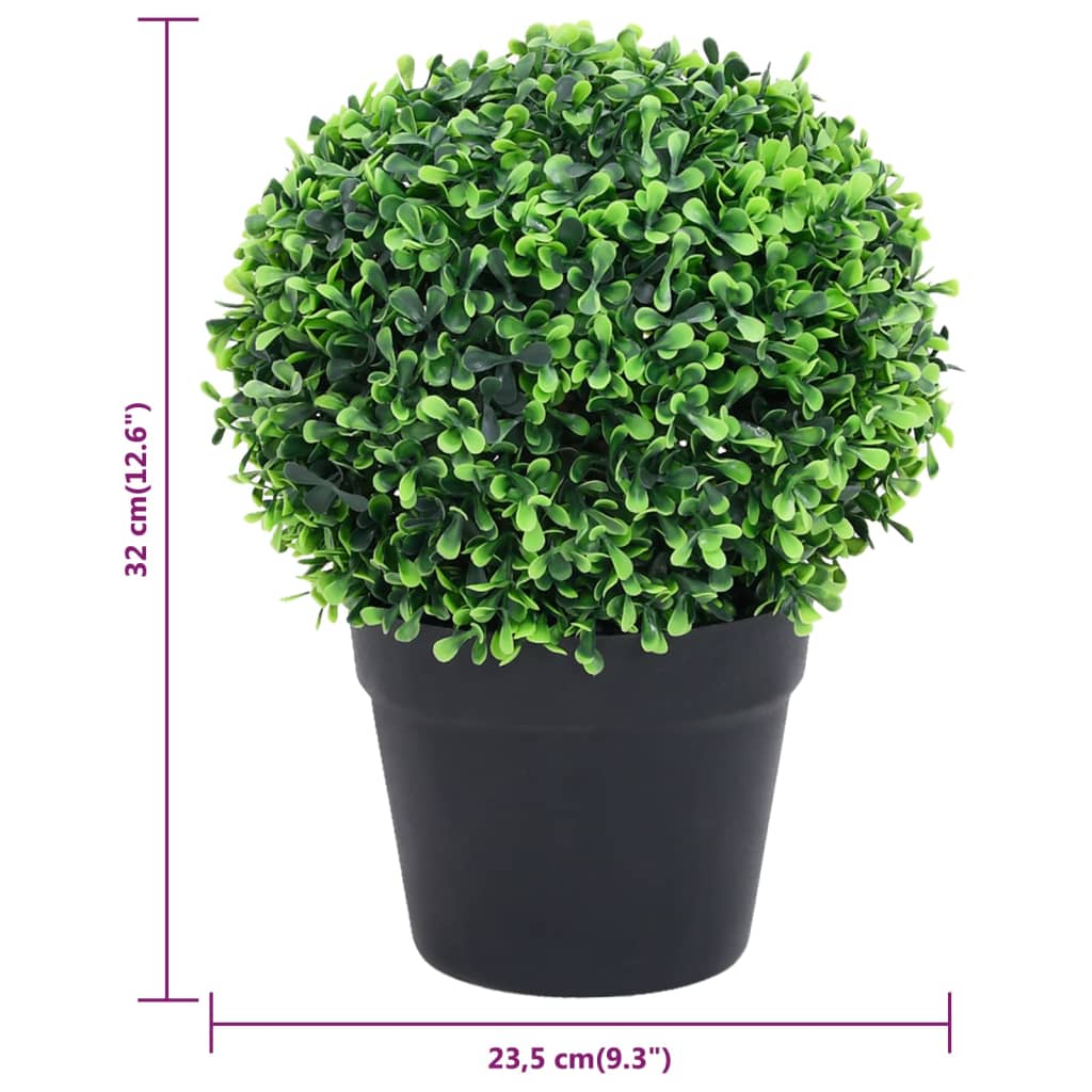 vidaXL Kule ze sztucznego bukszpanu w doniczce, 2 szt., zielone, 32 cm