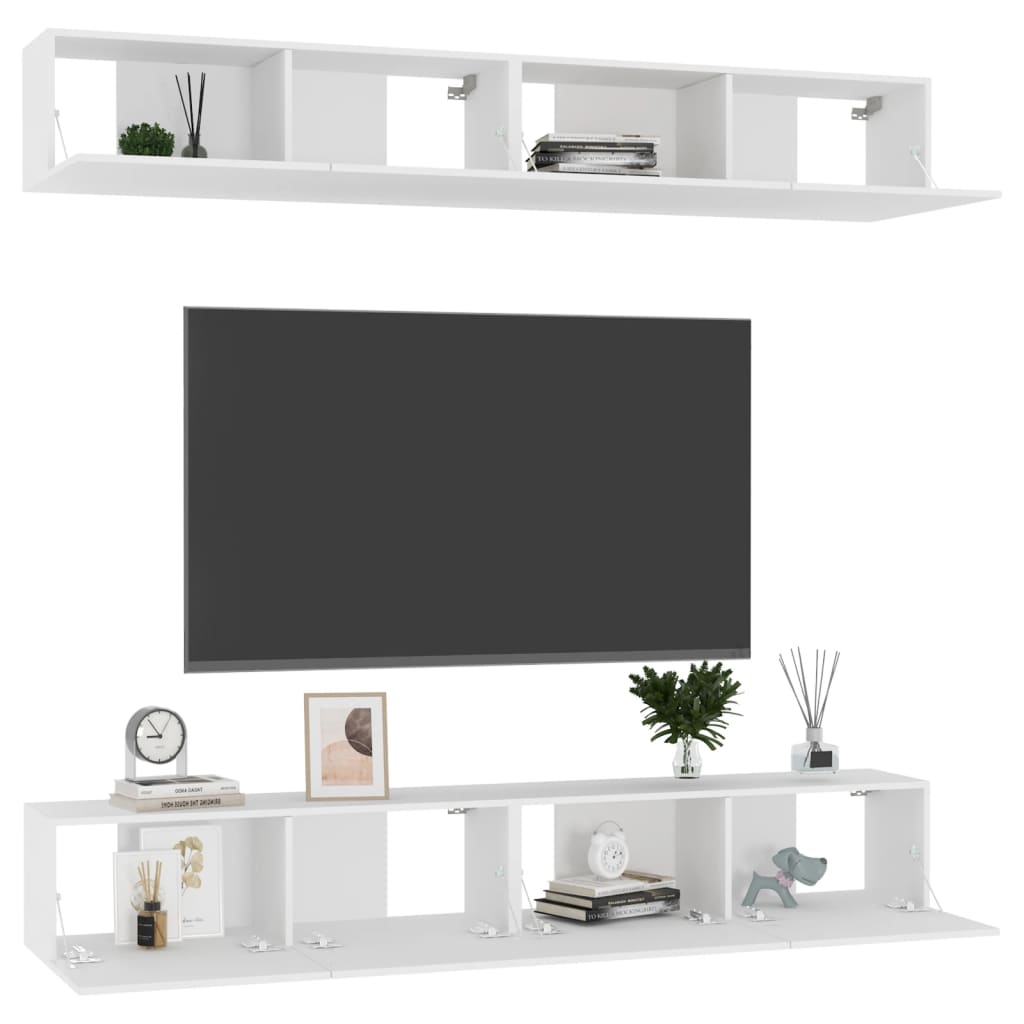 vidaXL Szafki TV, 4 szt., białe, 100x30x30 cm, materiał drewnopochodny