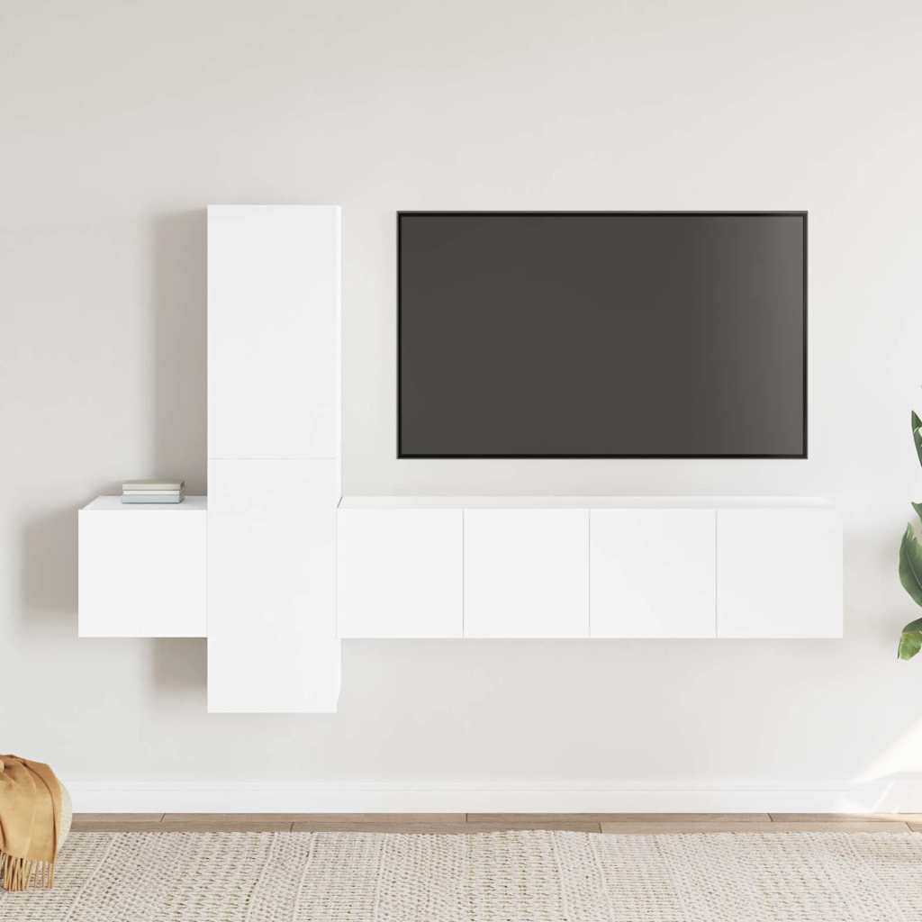 vidaXL 5-cz. zestaw szafek TV, biały, materiał drewnopochodny