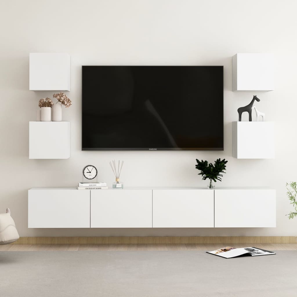 vidaXL 6-cz. zestaw szafek TV, biały, materiał drewnopochodny