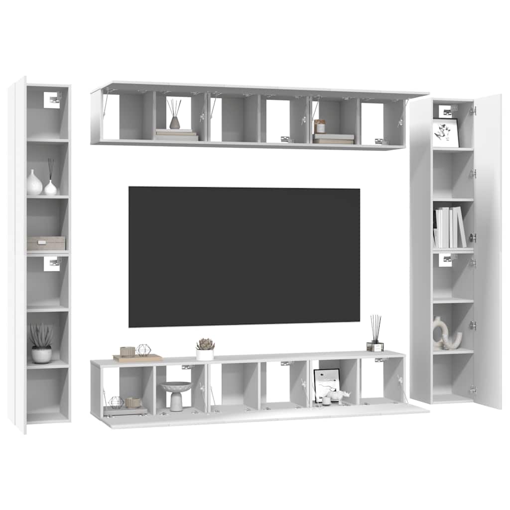 vidaXL 10-cz. zestaw szafek TV, biały, materiał drewnopochodny