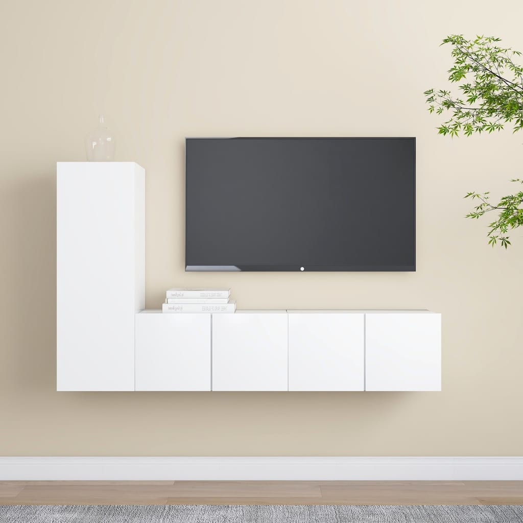 vidaXL 3-cz. zestaw szafek TV, biały, materiał drewnopochodny