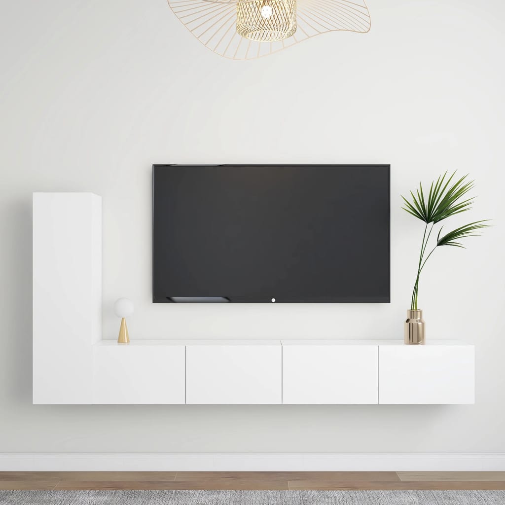 vidaXL 3-cz. zestaw szafek TV, biały, materiał drewnopochodny