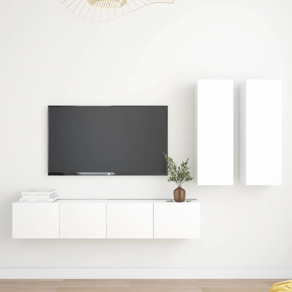 vidaXL 4-cz. zestaw szafek TV, biały, materiał drewnopochodny