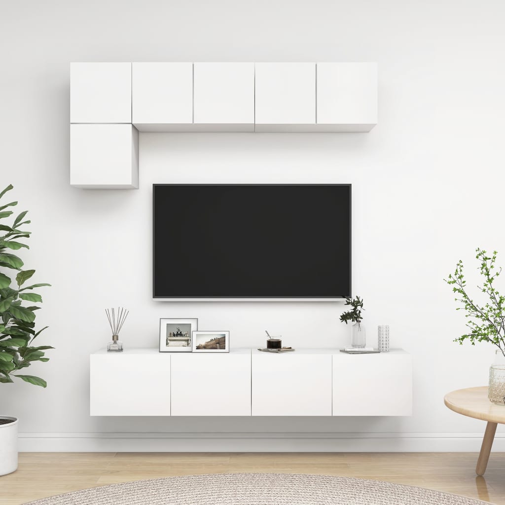vidaXL 5-cz. zestaw szafek TV, biały, materiał drewnopochodny