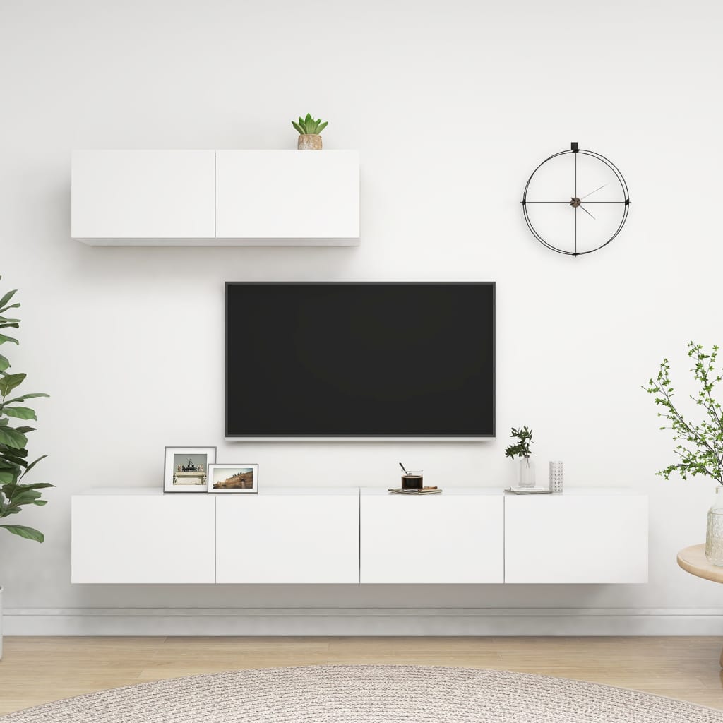 vidaXL Szafki telewizyjne, 3 szt., białe, materiał drewnopochodny