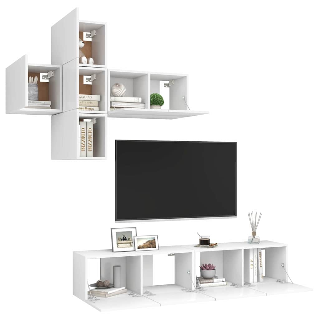 vidaXL 7-cz. zestaw szafek TV, biały, materiał drewnopochodny