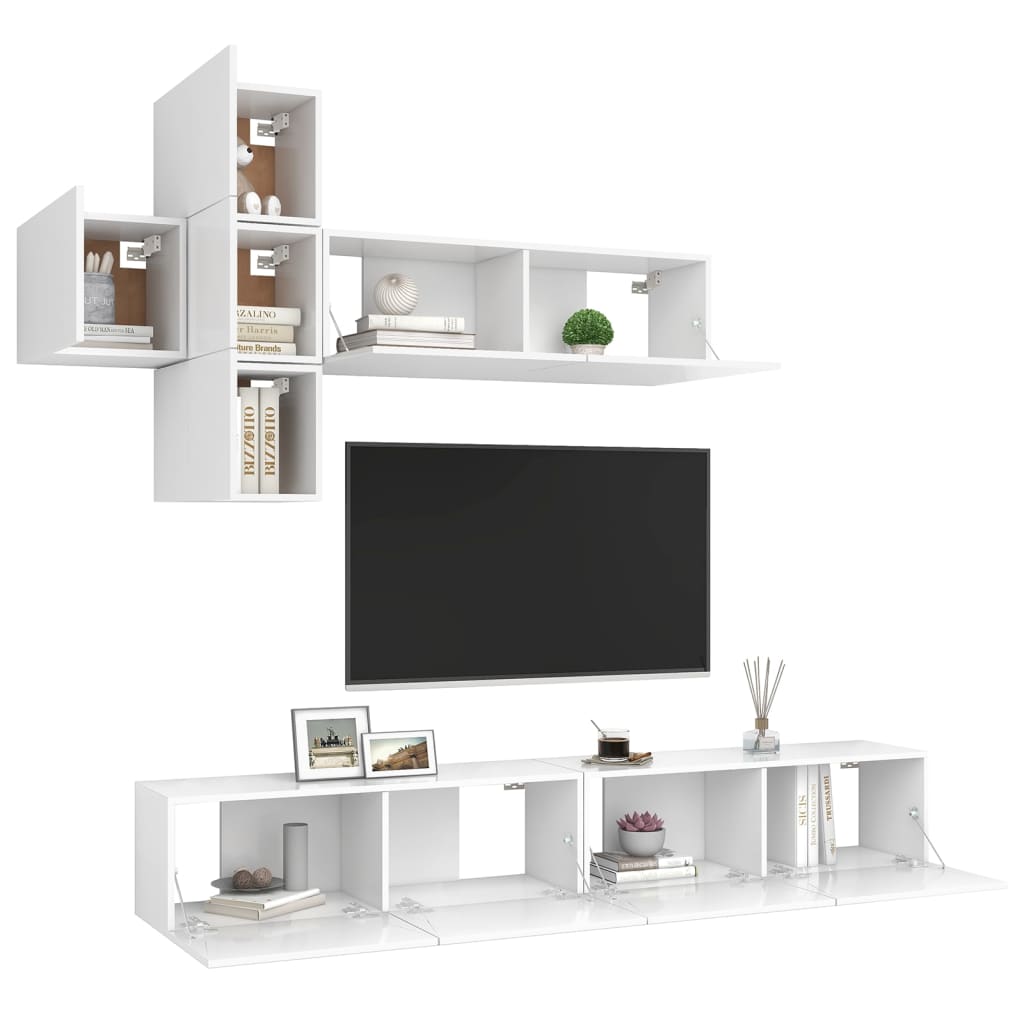 vidaXL 7-cz. zestaw szafek TV, biały, materiał drewnopochodny