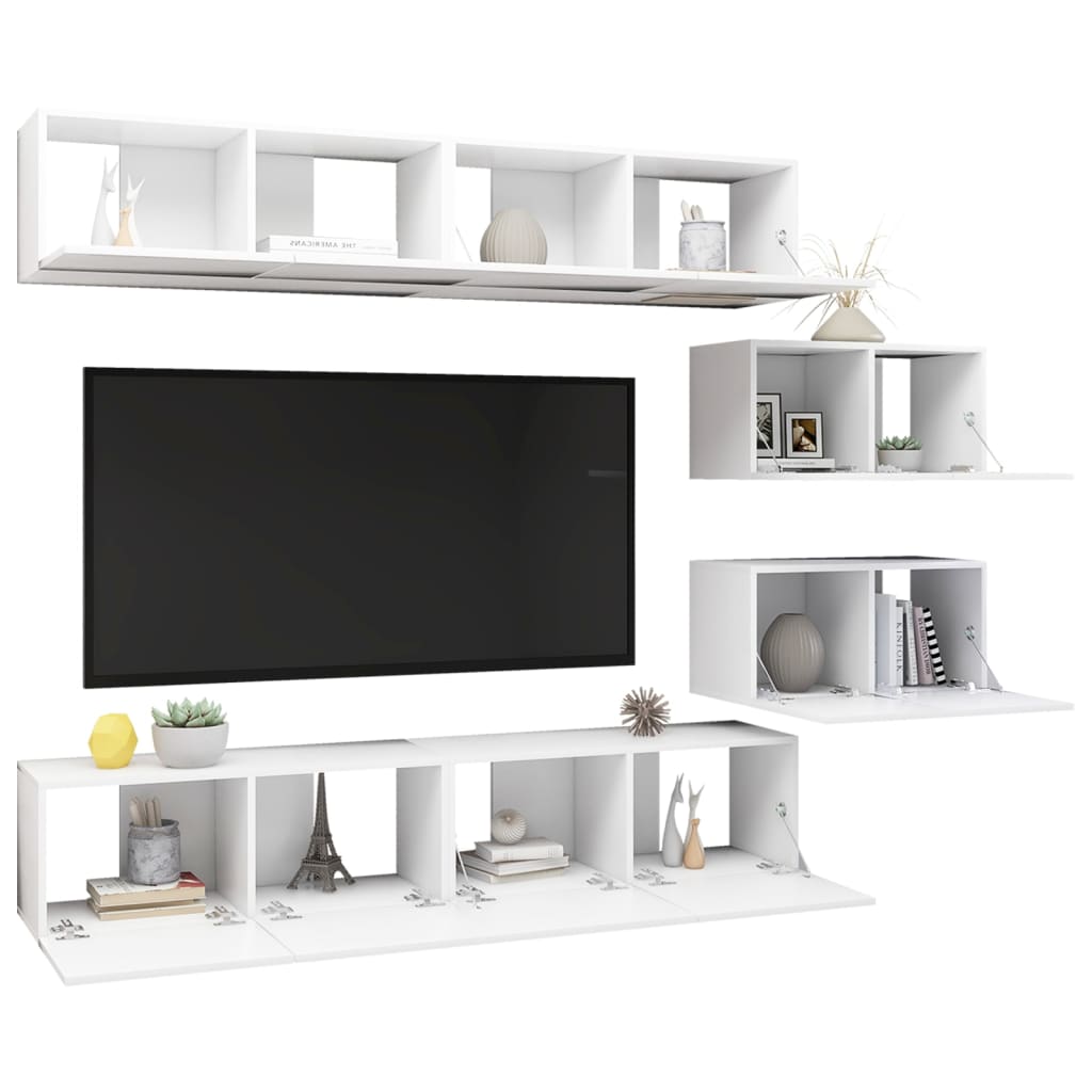 vidaXL 6-cz. zestaw szafek TV, biały, materiał drewnopochodny