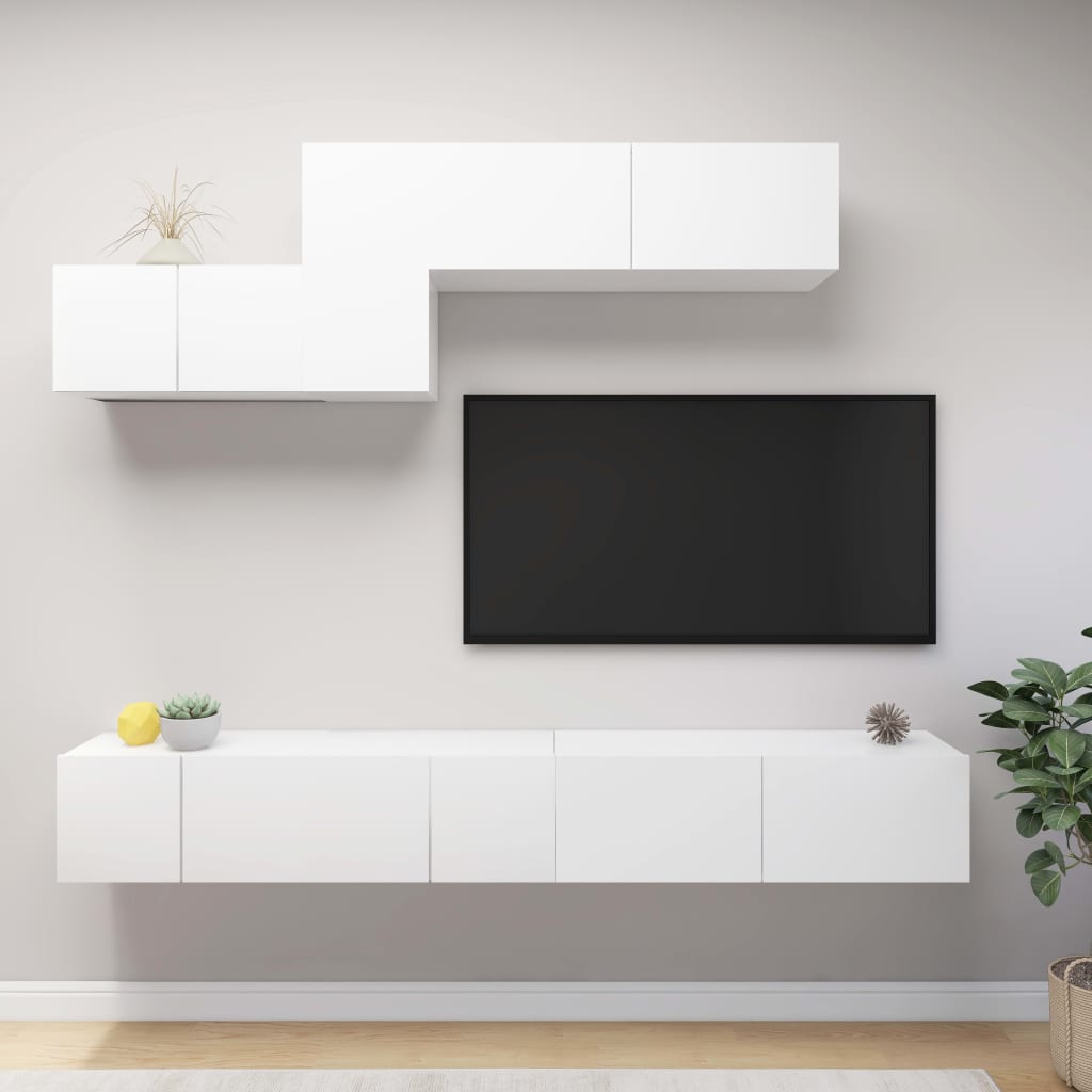vidaXL 6-cz. zestaw szafek TV, biały, materiał drewnopochodny