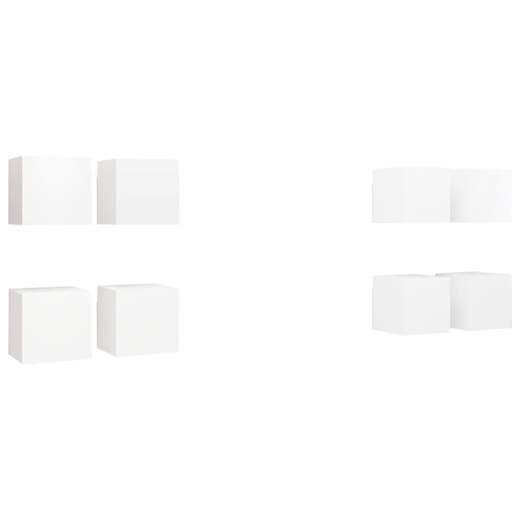 vidaXL Wiszące szafki TV, 8 szt., białe, 30,5 x 30 x 30 cm