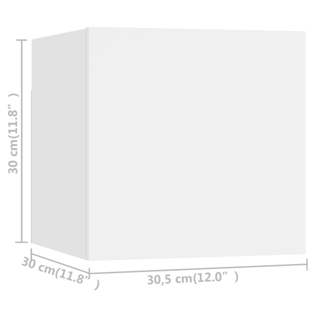 vidaXL Wiszące szafki TV, 8 szt., białe, 30,5 x 30 x 30 cm