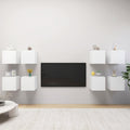 vidaXL Wiszące szafki TV, 8 szt., białe, 30,5 x 30 x 30 cm