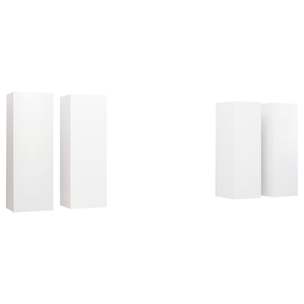 vidaXL Szafki TV, 4 szt., białe, 30,5 x 30 x 90 cm, płyta wiórowa