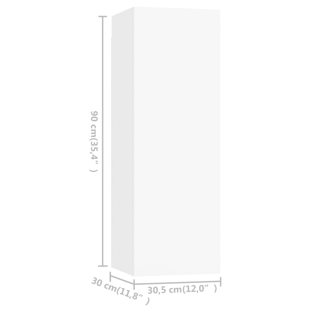 vidaXL Szafki TV, 4 szt., białe, 30,5 x 30 x 90 cm, płyta wiórowa
