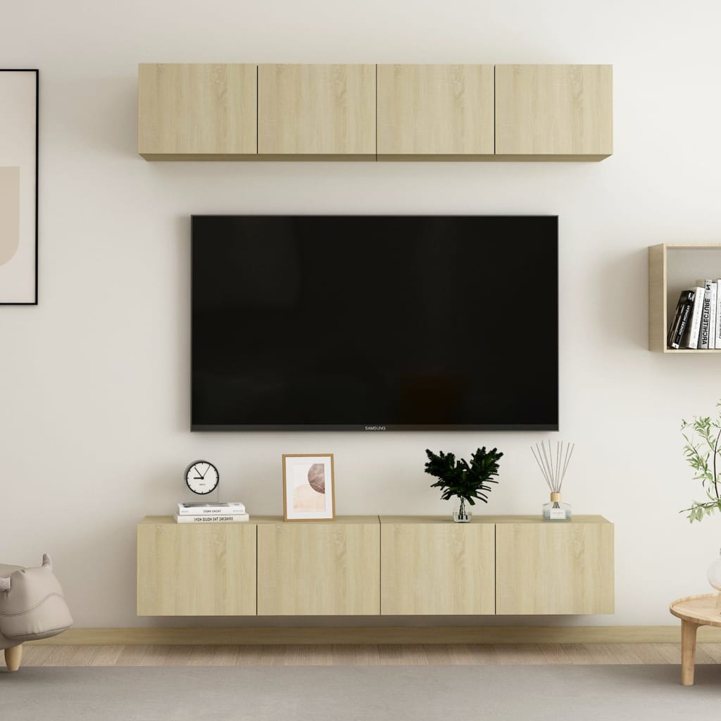 vidaXL Szafki TV, 4 szt., dąb sonoma, 80x30x30 cm