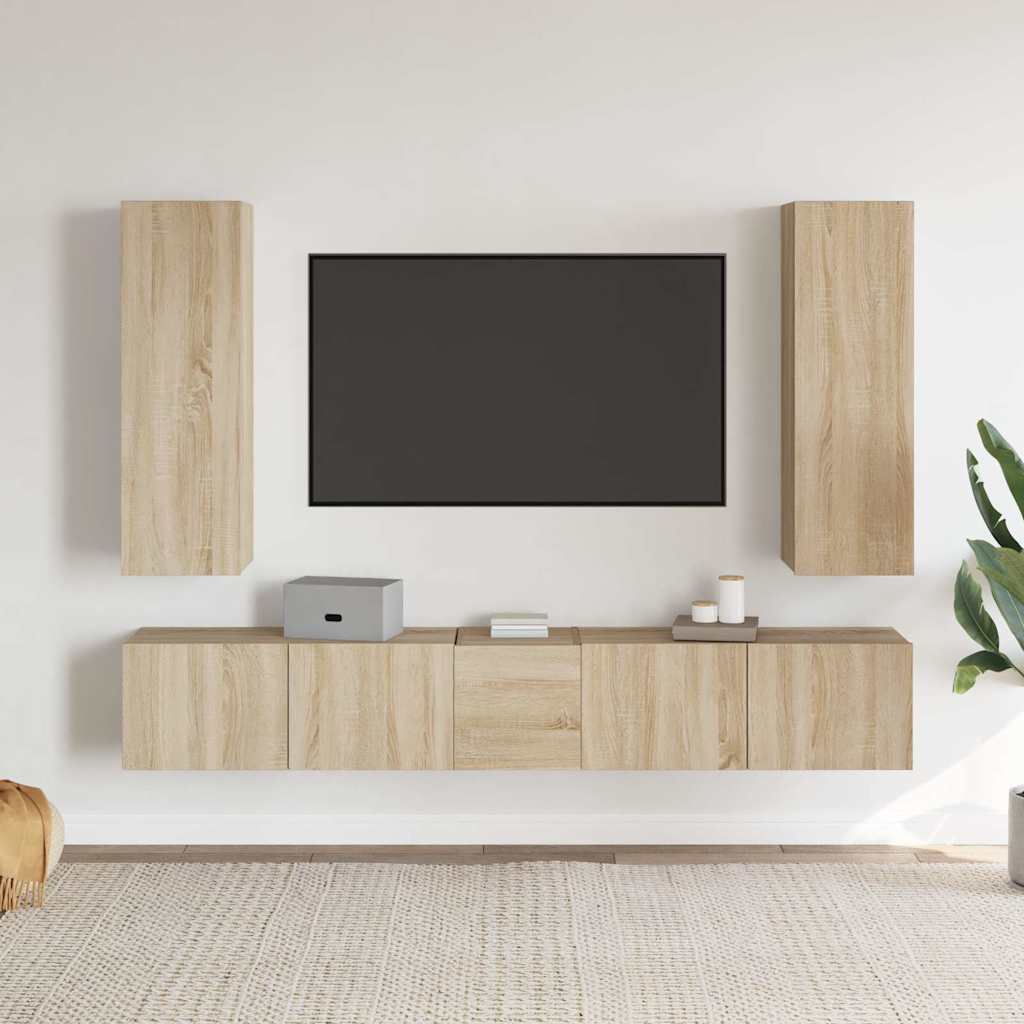 vidaXL 5-cz. zestaw szafek TV, dąb sonoma, materiał drewnopochodny