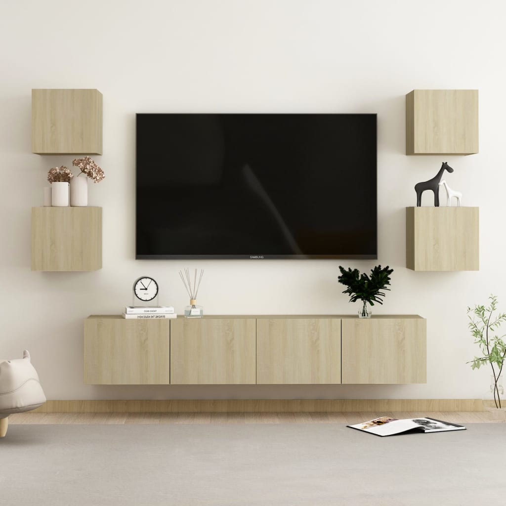 vidaXL 6-cz. zestaw szafek TV, dąb sonoma, materiał drewnopochodny