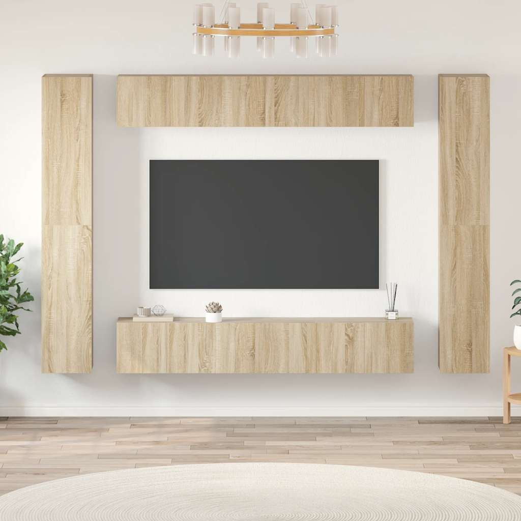 vidaXL 10-cz. zestaw szafek TV, dąb sonoma, płyta wiórowa