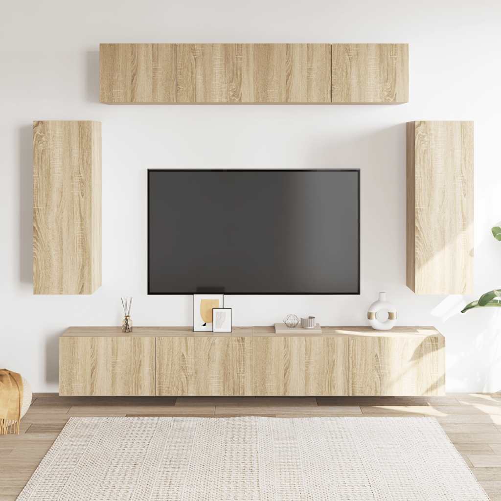 vidaXL 6-cz. zestaw szafek TV, dąb sonoma, materiał drewnopochodny