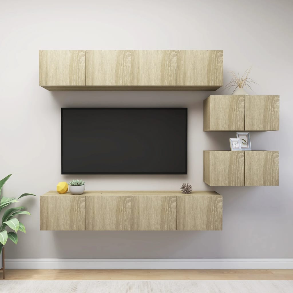 vidaXL 6-cz. zestaw szafek TV, dąb sonoma, materiał drewnopochodny