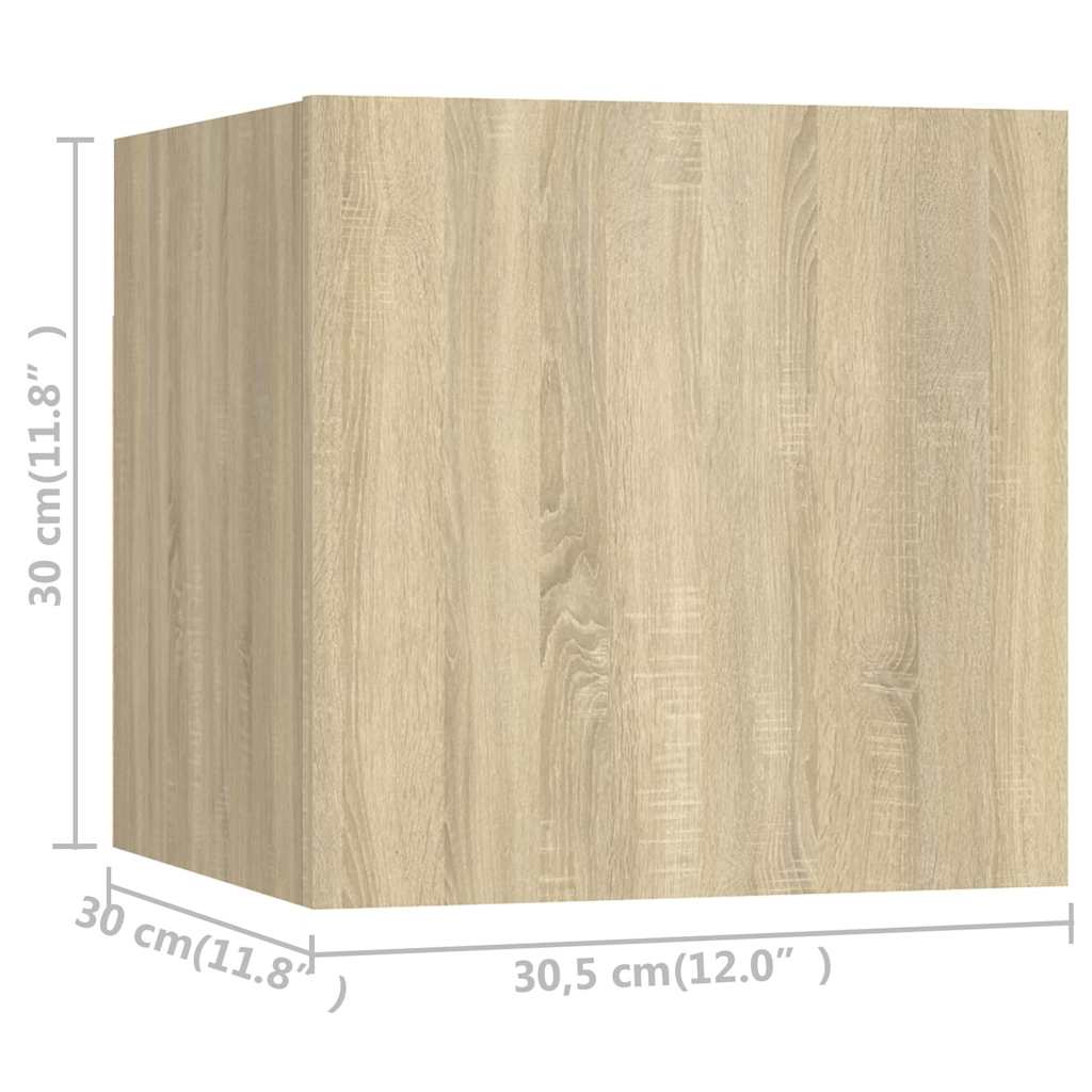 vidaXL Wiszące szafki telewizyjne, 8 szt., dąb sonoma, 30,5x30x30 cm