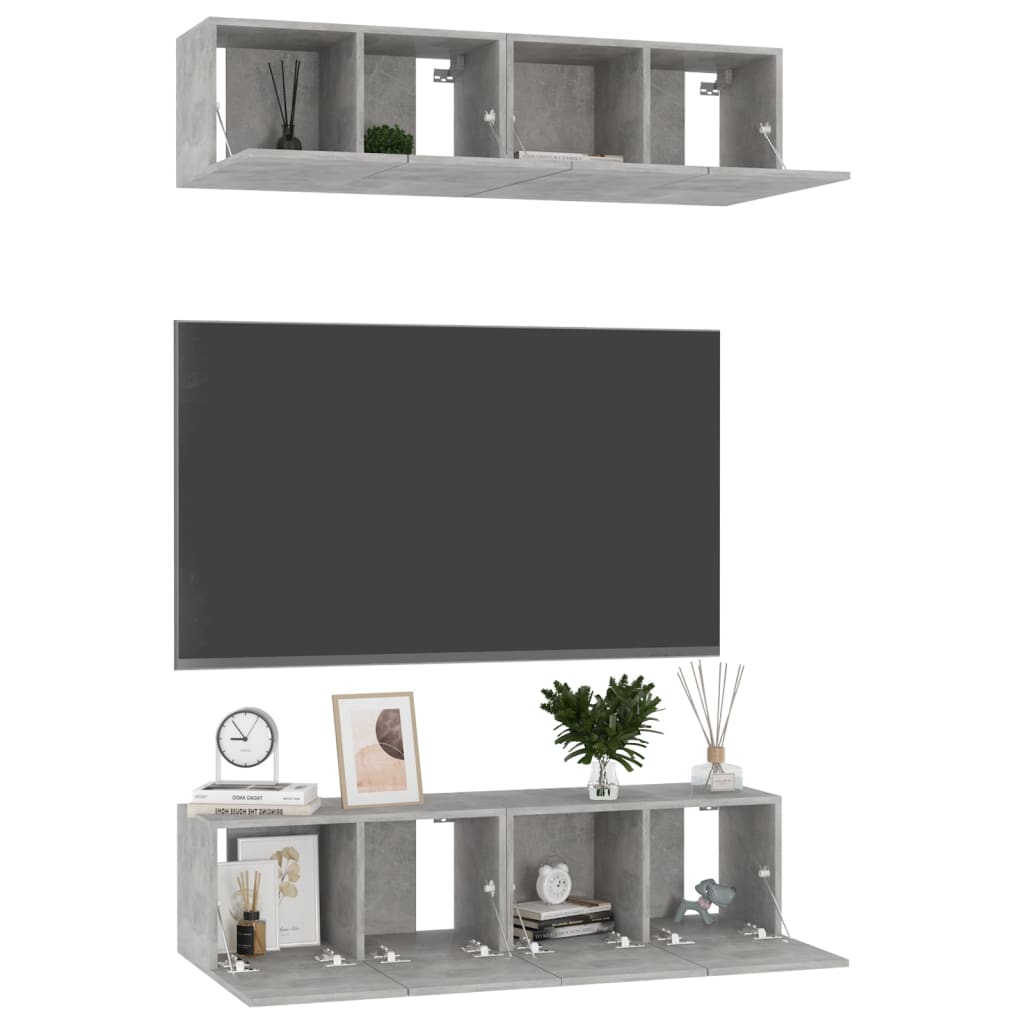 vidaXL Szafki TV, 4 szt., szarość betonu, 60x30x30 cm