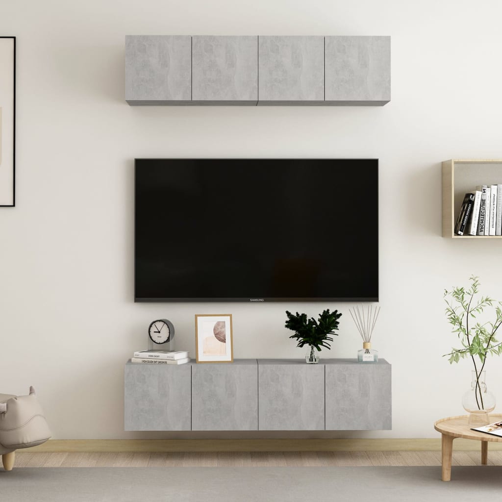 vidaXL Szafki TV, 4 szt., szarość betonu, 60x30x30 cm