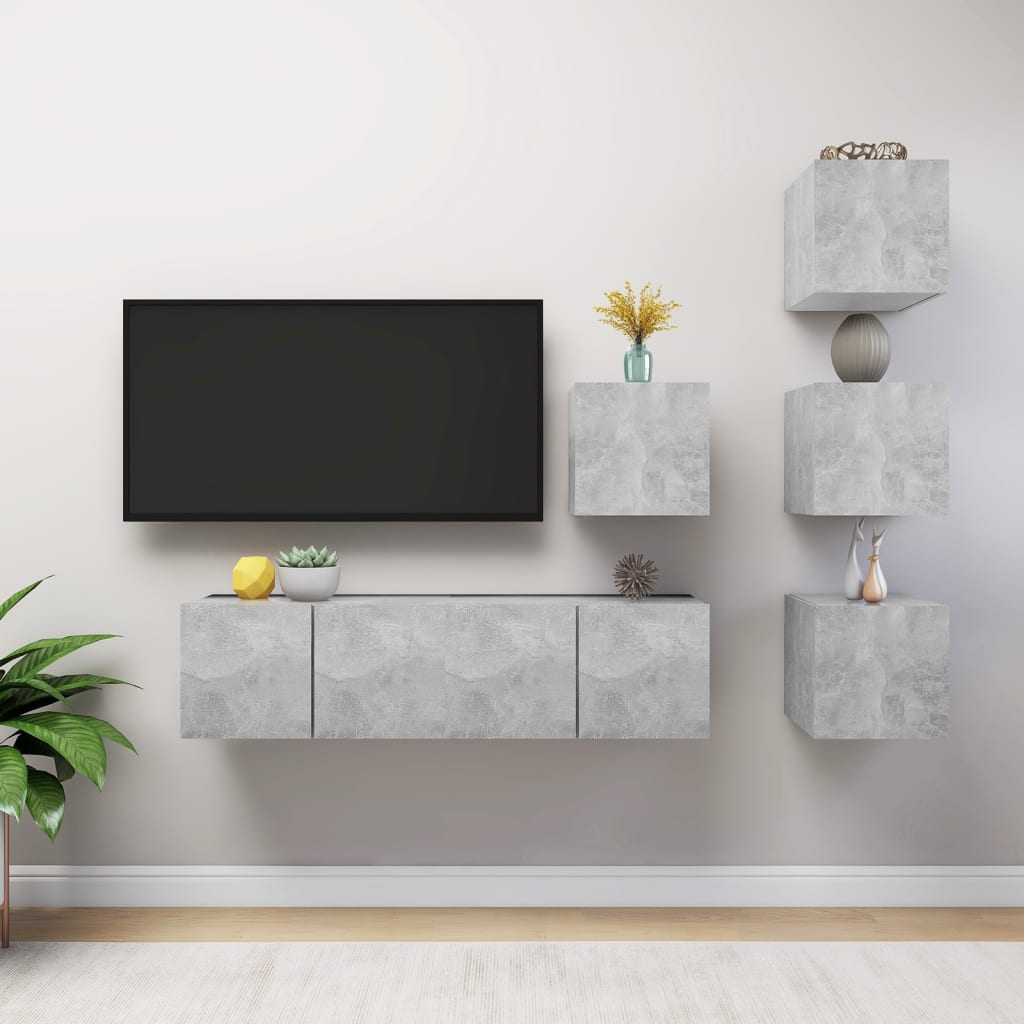 vidaXL Zestaw 6 szafek TV, szarość betonu, materiał drewnopochodny