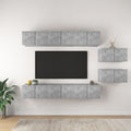 vidaXL Szafki TV, 8 szt., szarość betonu, materiał drewnopochodny