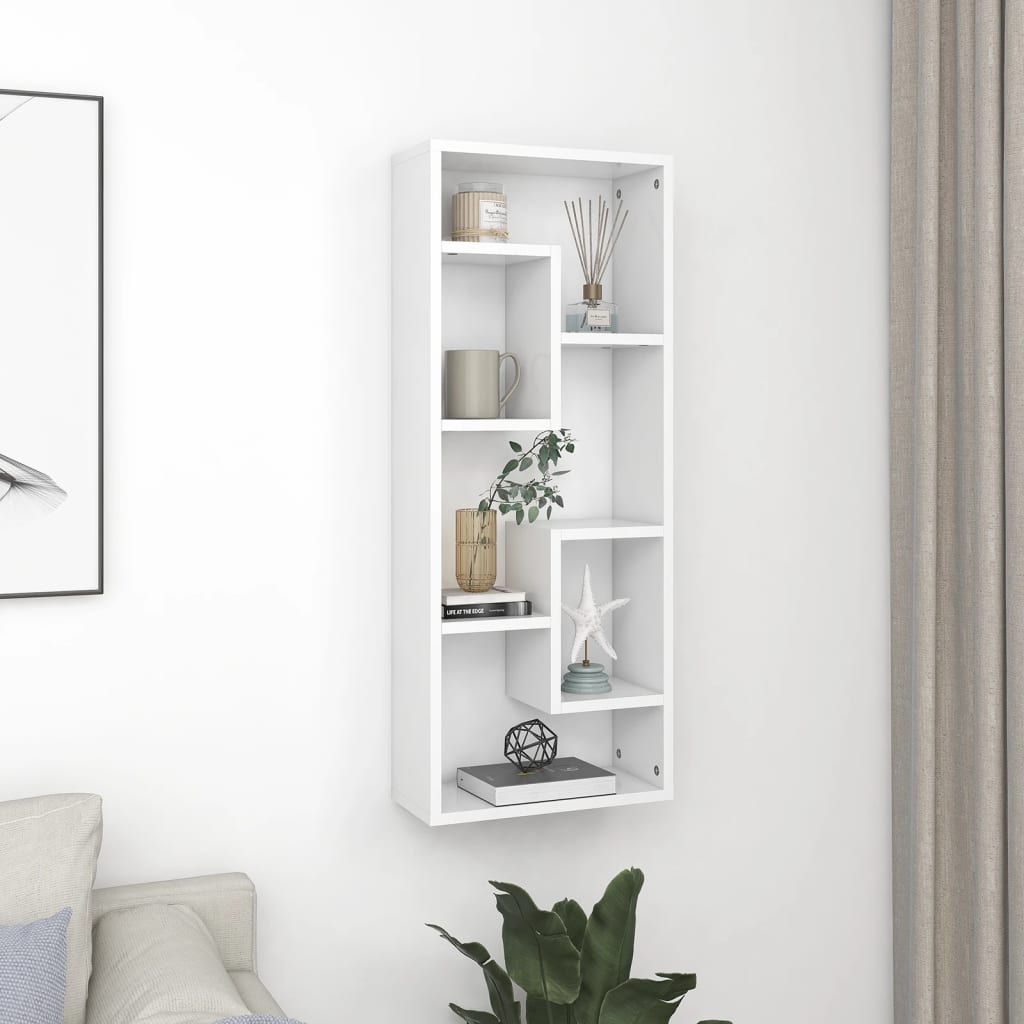 vidaXL Półka ścienna, biała, 36x16x90 cm, materiał drewnopochodny