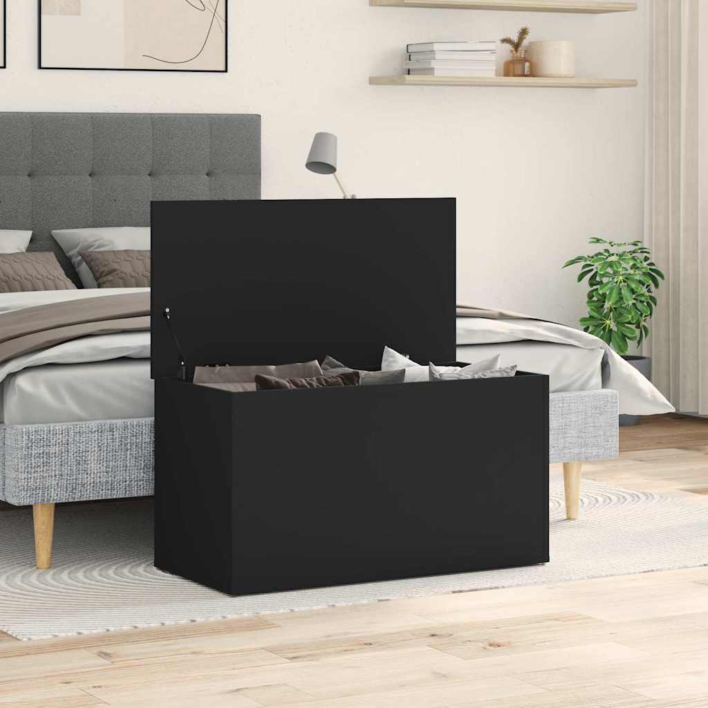 vidaXL Skrzynia, czarna, 84x42x46 cm, materiał drewnopochodny