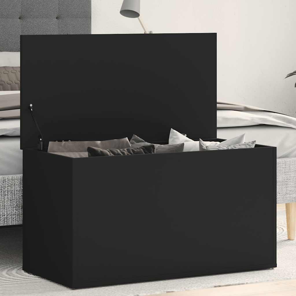 vidaXL Skrzynia, czarna, 84x42x46 cm, materiał drewnopochodny