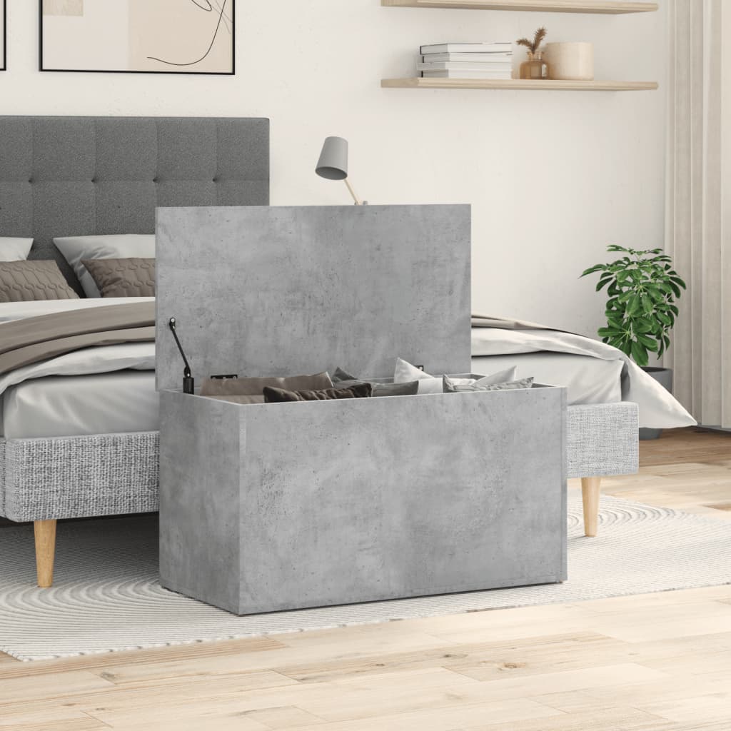 vidaXL Skrzynia, szarość betonu, 84x42x46 cm, materiał drewnopochodny