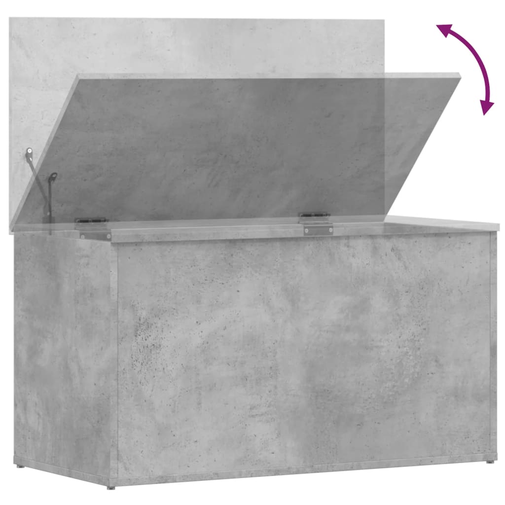 vidaXL Skrzynia, szarość betonu, 84x42x46 cm, materiał drewnopochodny