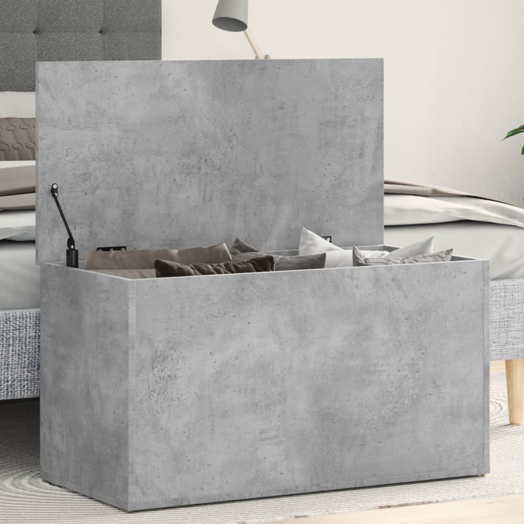 vidaXL Skrzynia, szarość betonu, 84x42x46 cm, materiał drewnopochodny