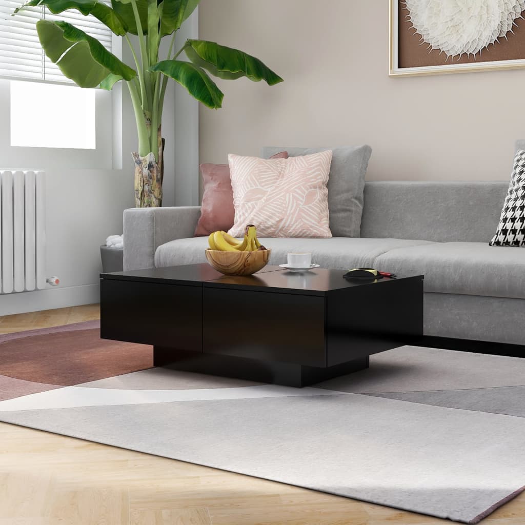 vidaXL Stolik kawowy, czarny, 90x60x31 cm, materiał drewnopochodny