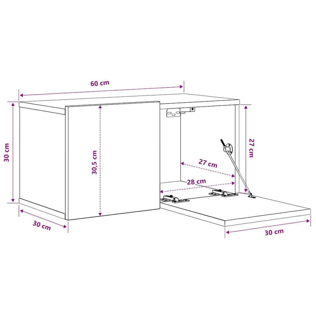 vidaXL Szafka wisząca pod TV, biała, 60x30x30 cm