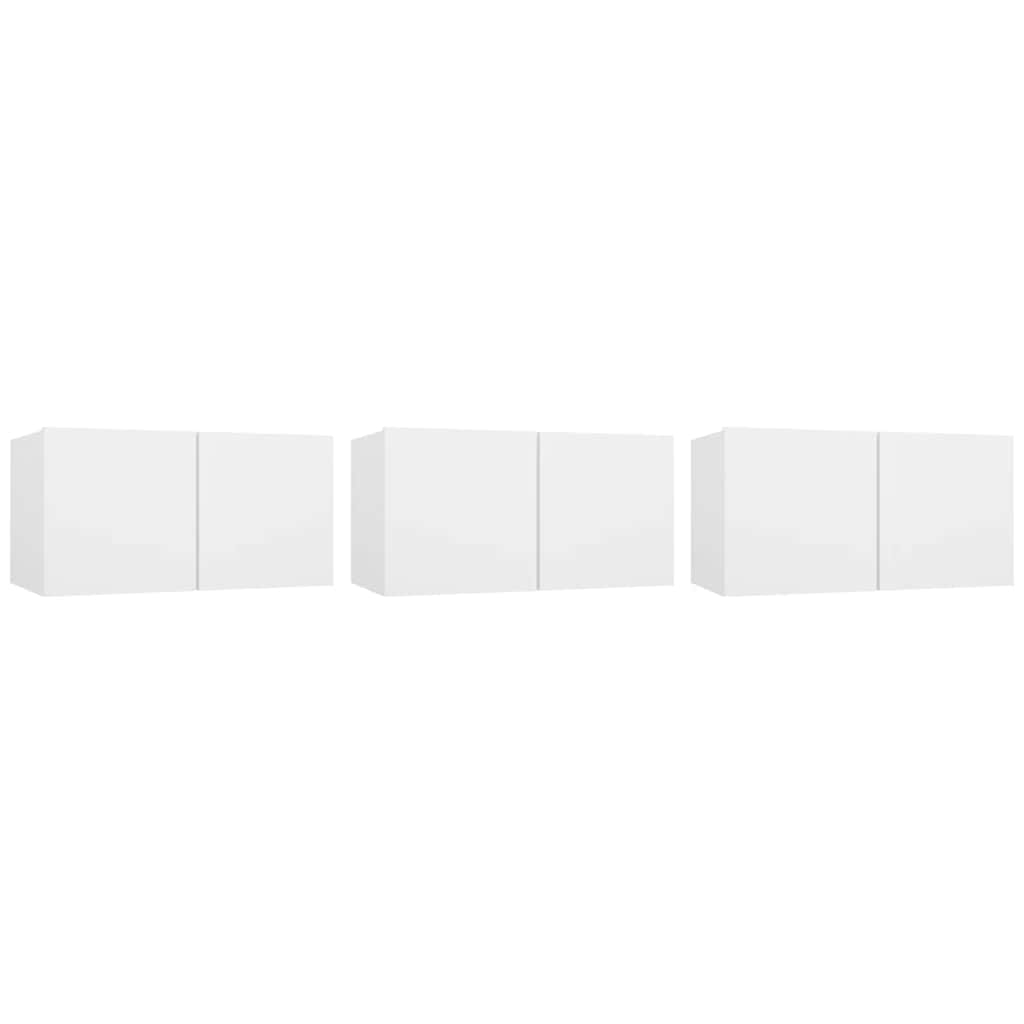 vidaXL Szafki wiszące pod TV 3 szt., białe, 60x30x30 cm