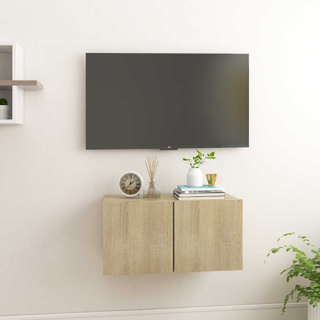 vidaXL Szafki wiszące pod TV, dąb sonoma, 60x30x30 cm