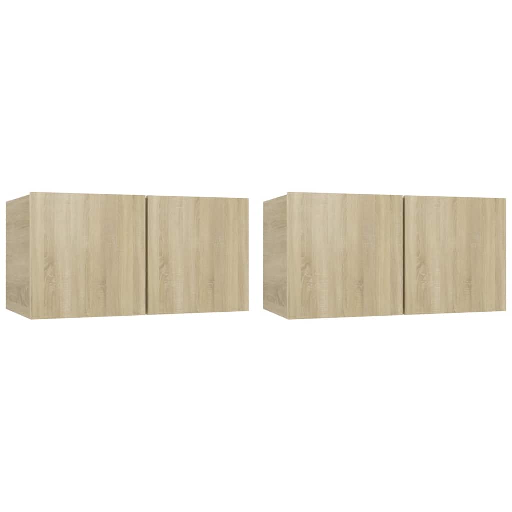 vidaXL Szafki wiszące pod TV 2 szt., dąb sonoma, 60x30x30 cm