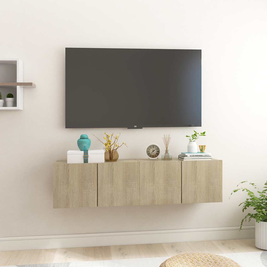 vidaXL Szafki wiszące pod TV 2 szt., dąb sonoma, 60x30x30 cm