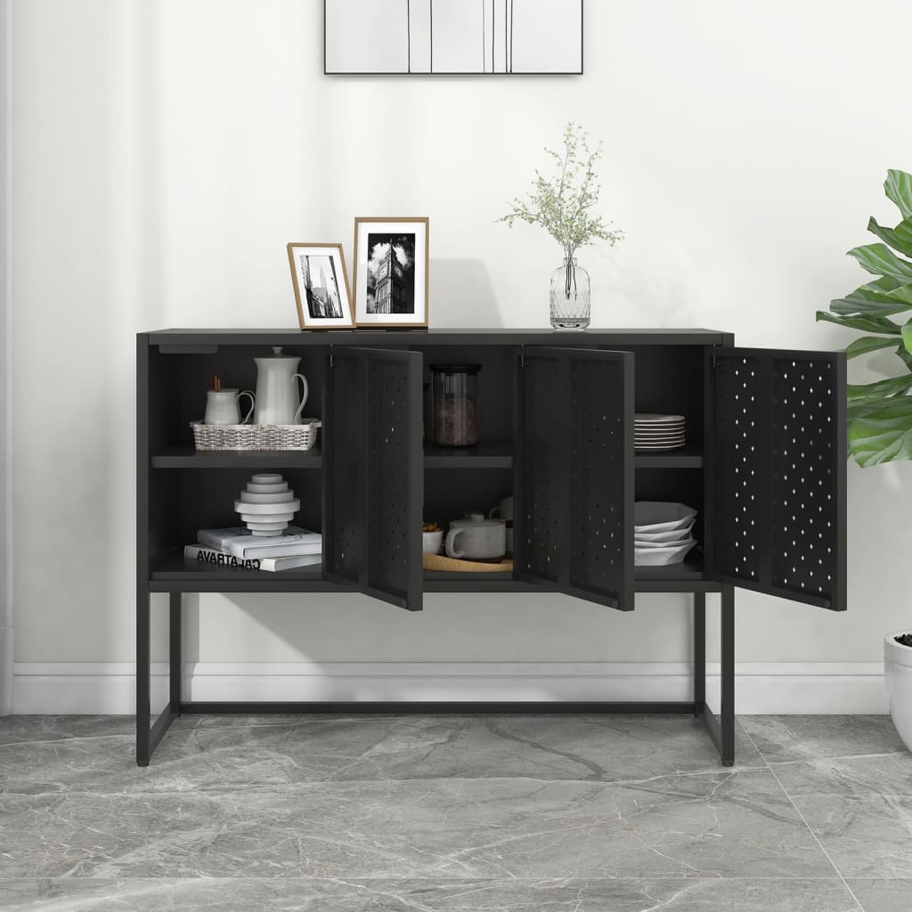 vidaXL Szafka boczna, czarna, 105x35x75 cm, stal