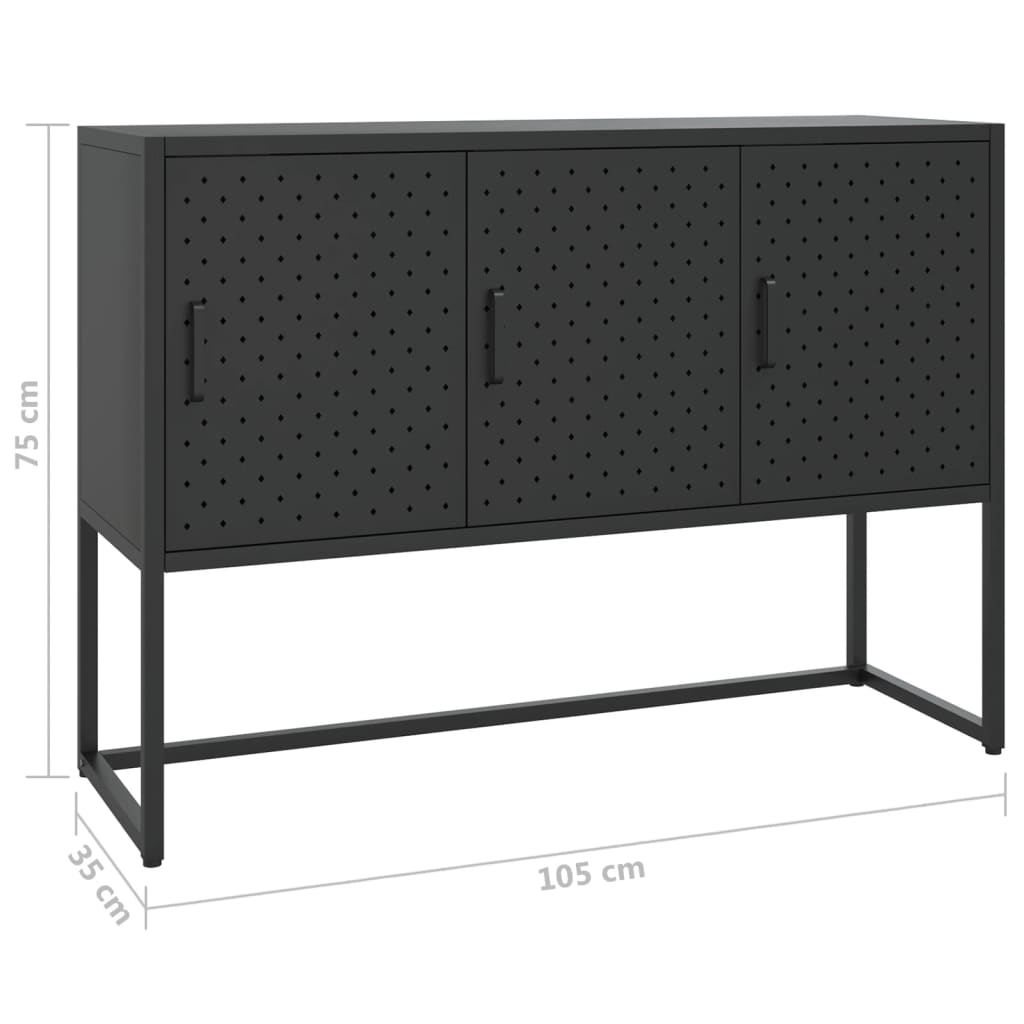 vidaXL Szafka boczna, czarna, 105x35x75 cm, stal