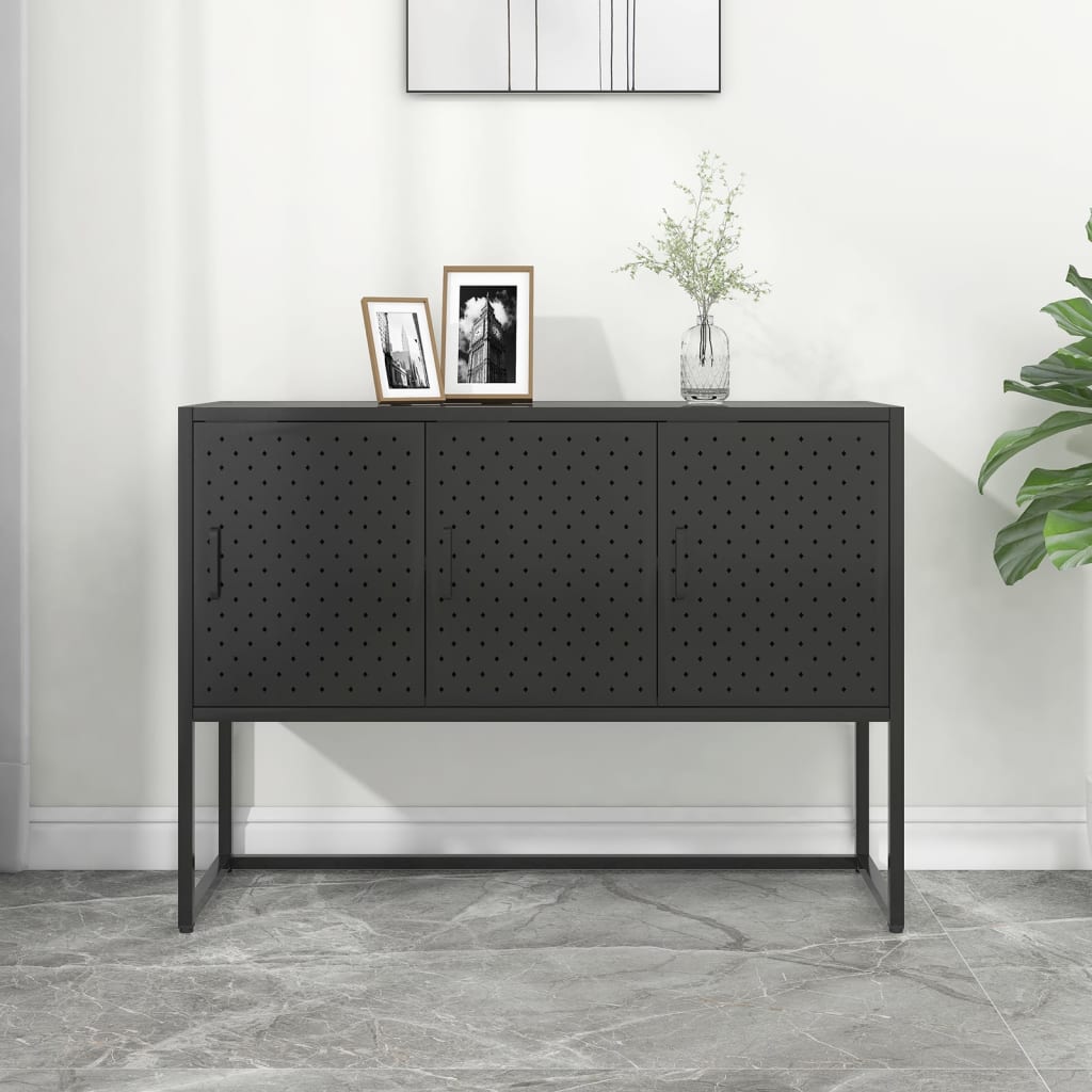 vidaXL Szafka boczna, czarna, 105x35x75 cm, stal
